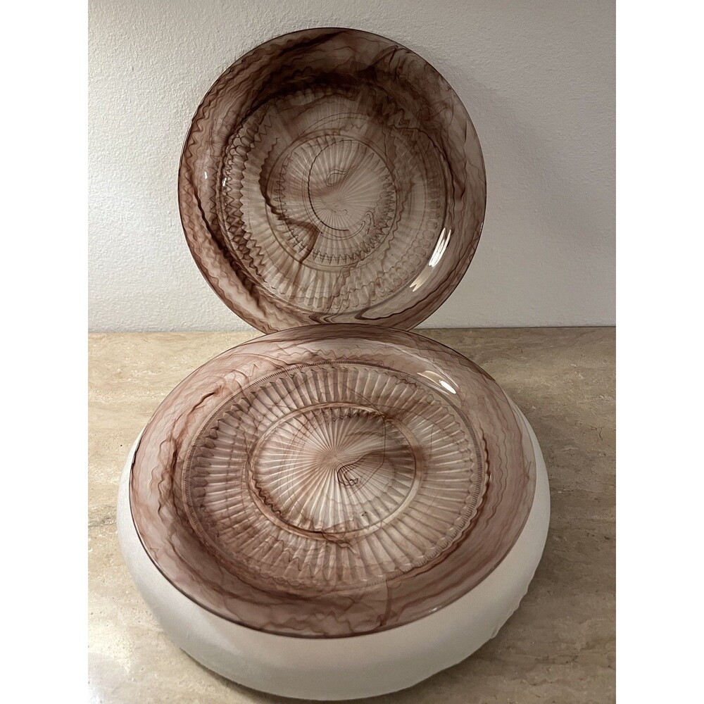 Two Perfect Art Deco 1930s Davidson Amber Cloud Glass Plates with Purple Hue - Picture 9 of 9